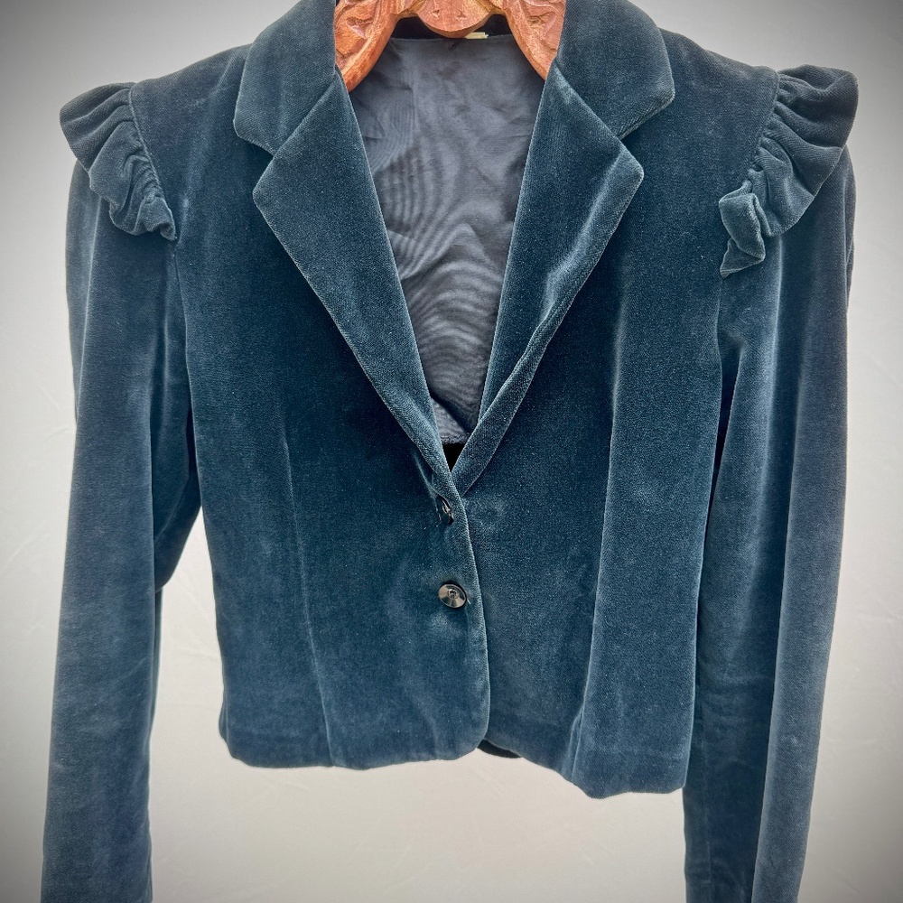 Velvet Ruffle Blazer